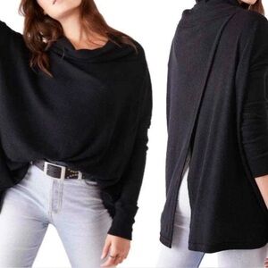 Free People Juicy Black Turtleneck slit back Sweatshirt